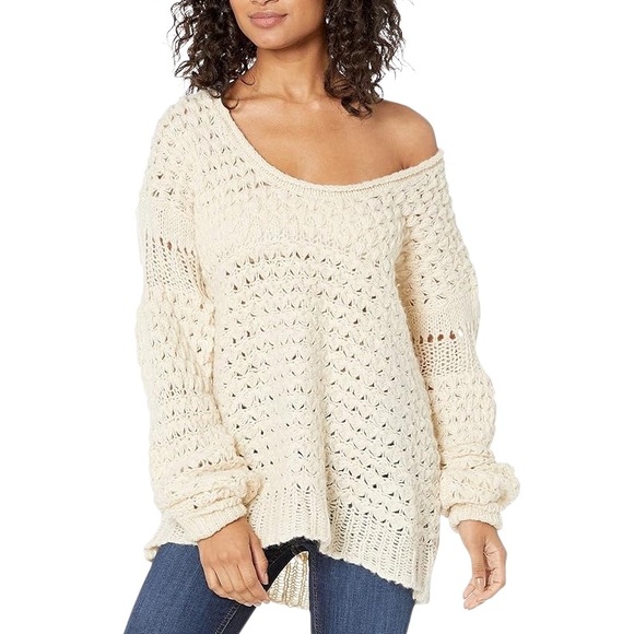 Free People Crashing Waves Wool Blend Oversized Pullover Size M - Picture 1 of 9